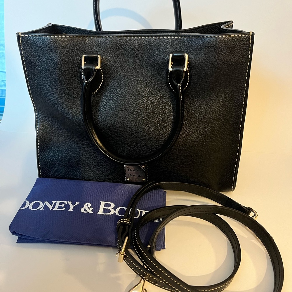 Dooney & Bourke Black Pebble Leather Satchel Bag Janine